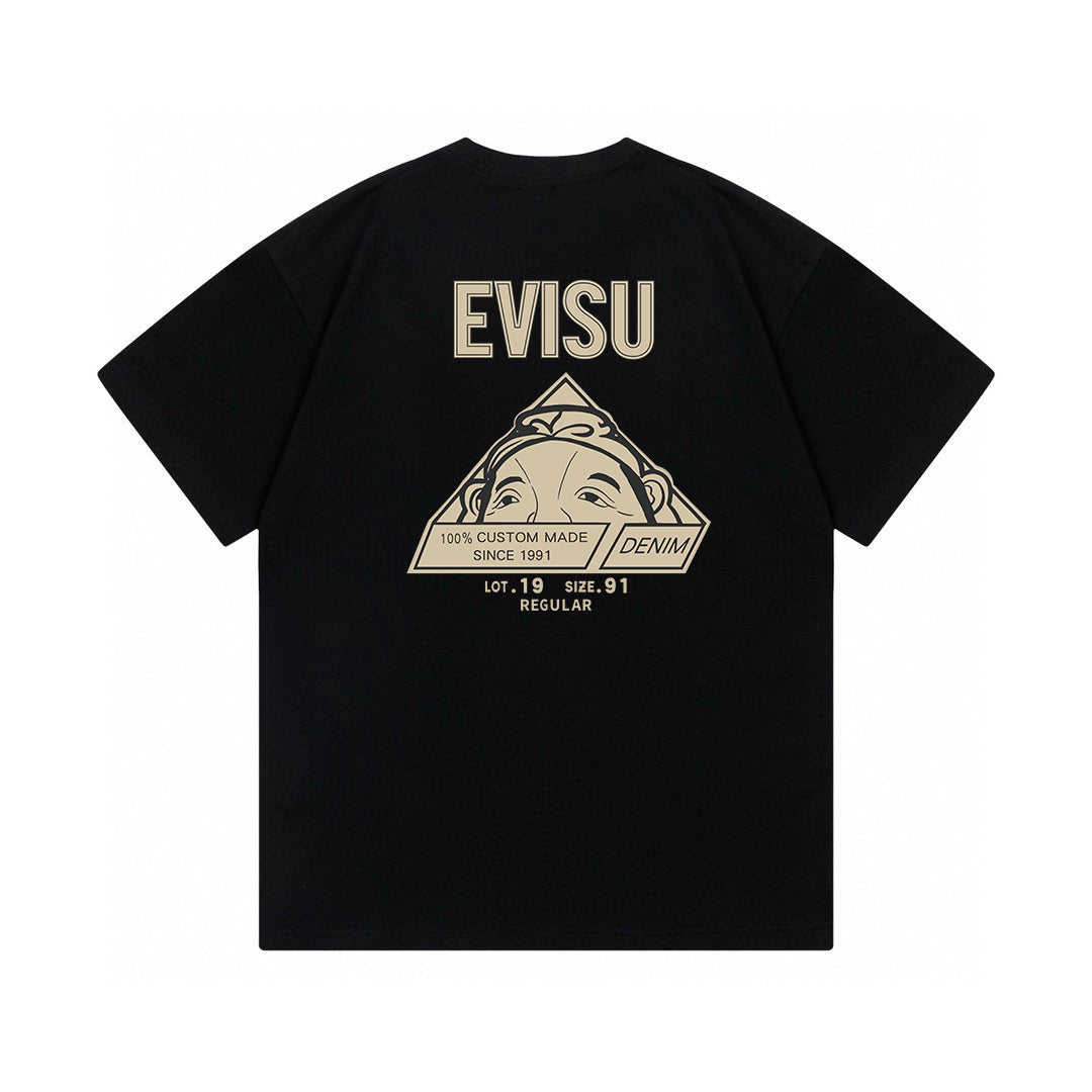 EVISU Short-Sleeve T-Shirt with Triangular God of Fortune Print