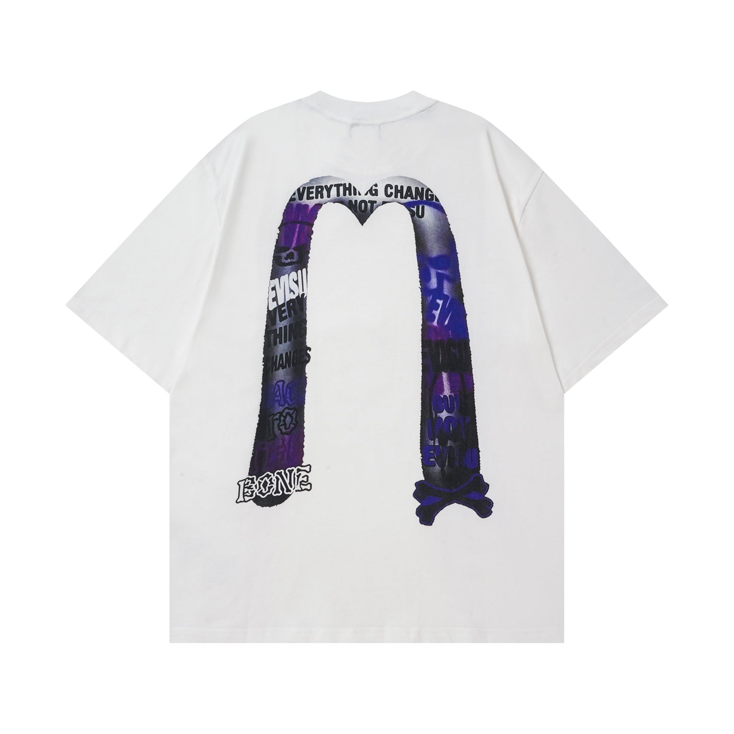 EVISU Black Short-Sleeve T-Shirt with Large "M" Print