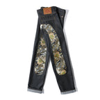 Evisu Men's "Dragon & Floral" Ukiyo-e Embroidered Jeans – Raw Denim Japanese Streetwear