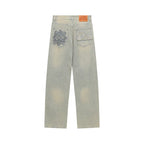 Evisu Men's x Loewe Anagram Embroidered Jeans – Light Wash Baggy Denim