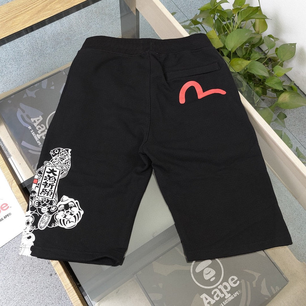 EVISU "Engimono Daruma" Print Sweat Shorts