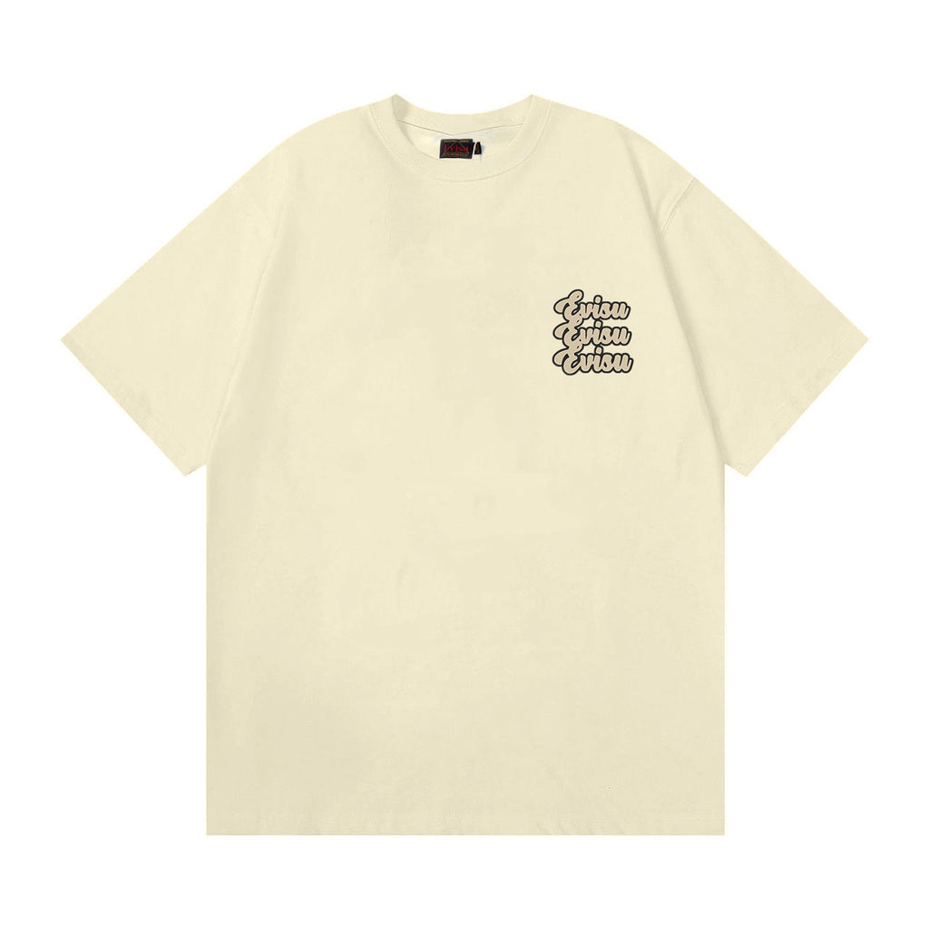 EVISU Short-Sleeve T-Shirt with Triangular God of Fortune Print