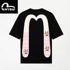 EVISU "Lucky Cat Big M" Printed Short-Sleeve T-Shirt