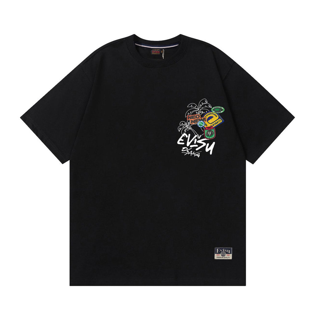 EVISU "Graffiti Daruma" Print Short-Sleeve T-Shirt