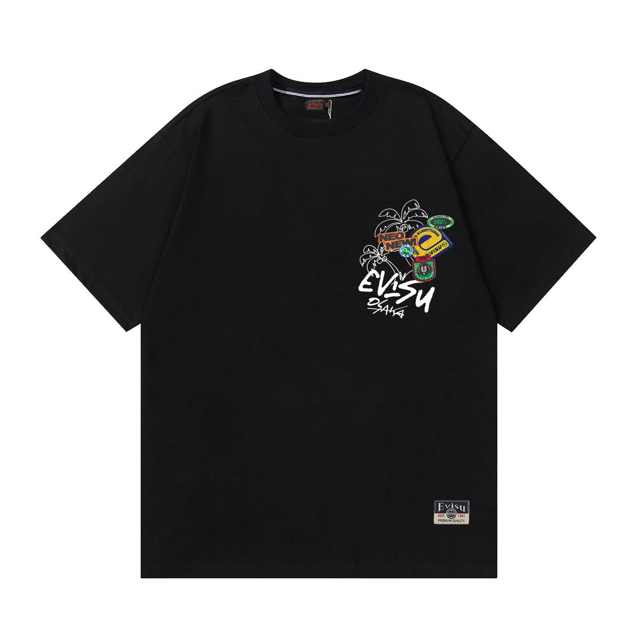 EVISU "Graffiti Daruma" Print Short-Sleeve T-Shirt