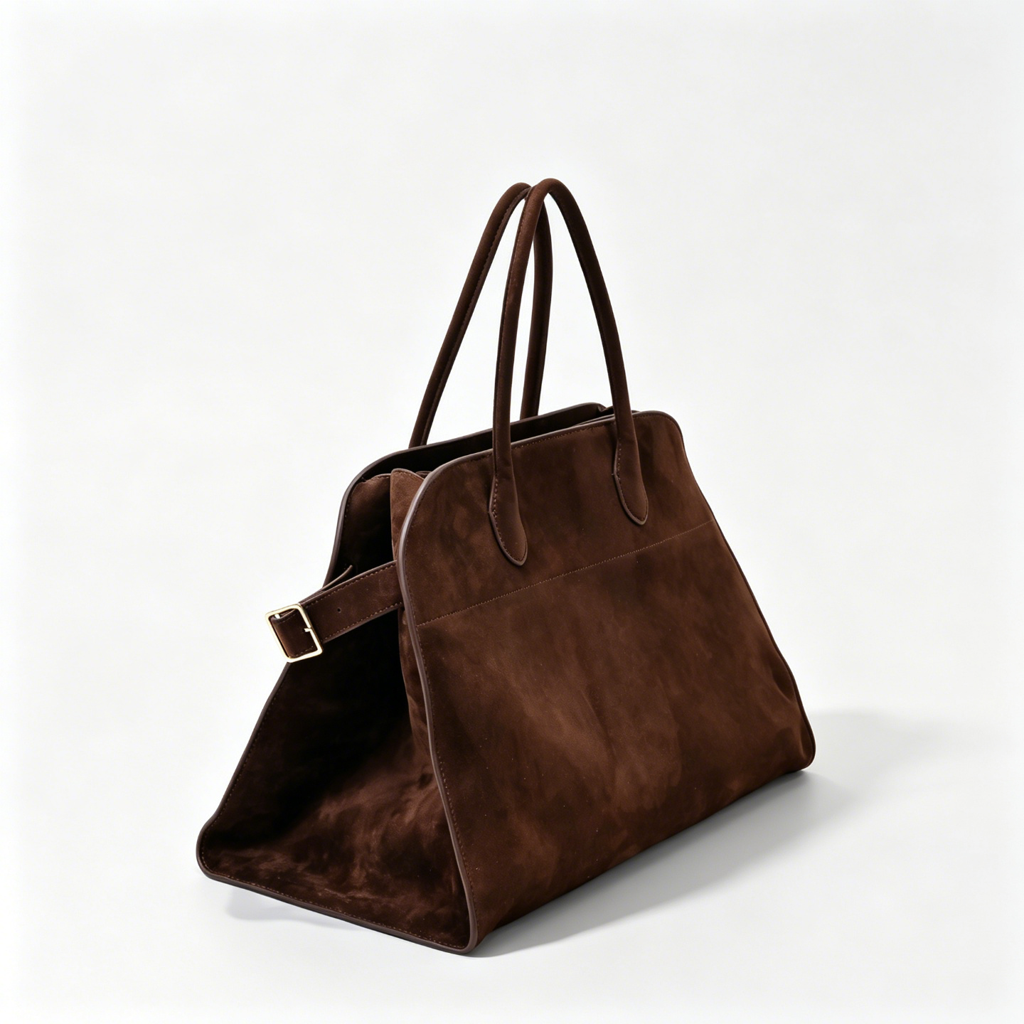The Row Margaux 17 Large Suede Bag | 43cm Suede Leather Top Handle Tote | Dark Brown/Espresso Margaux Handbag