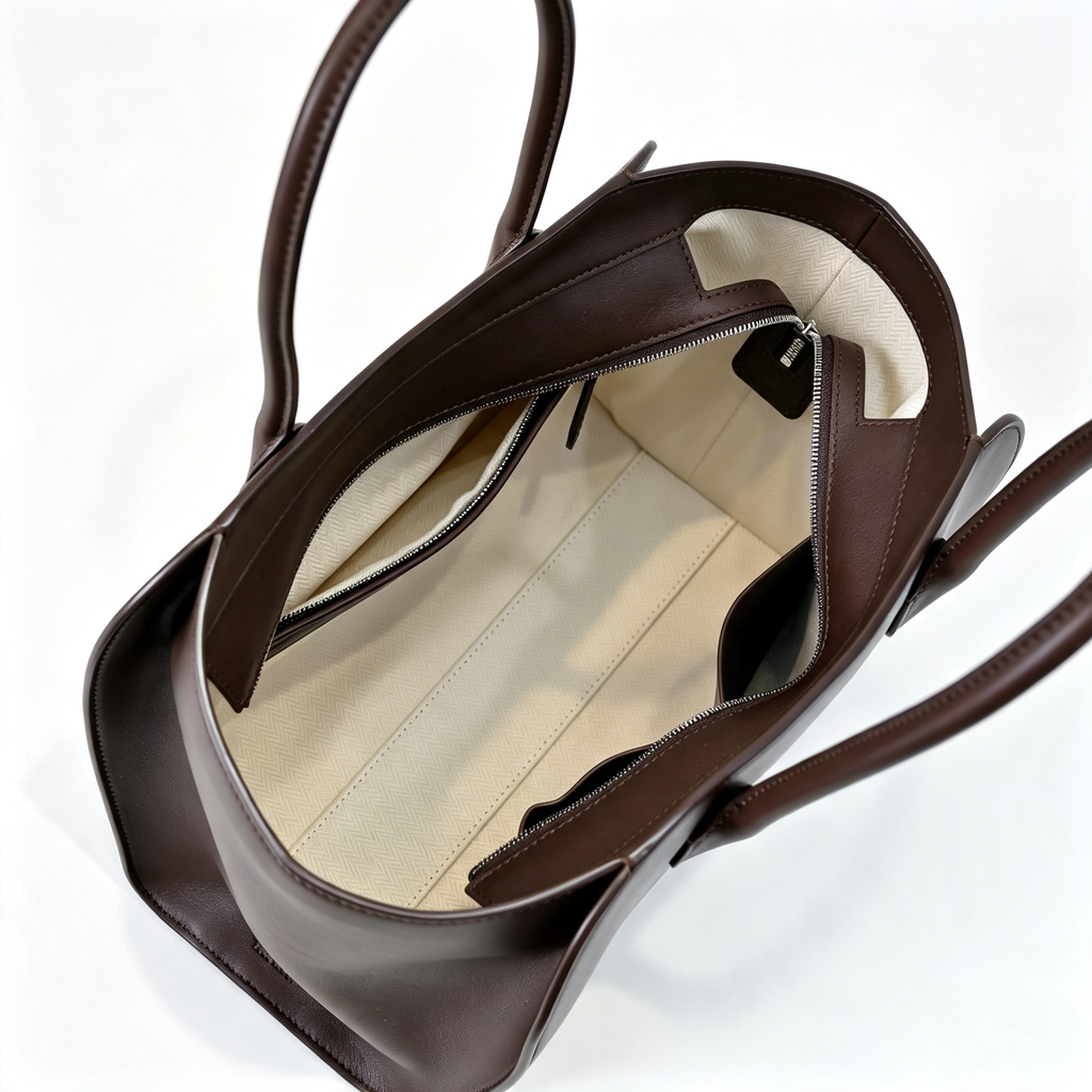 The Row Margaux 17 Satchel Bag | 30cm Premium Calfskin Leather Tote | Espresso Mini Handbag