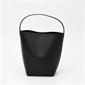 The Row Park Bucket Bag Large | 38cm Pebbled Calfskin Water Bucket Tote | Black Shoulder Bag