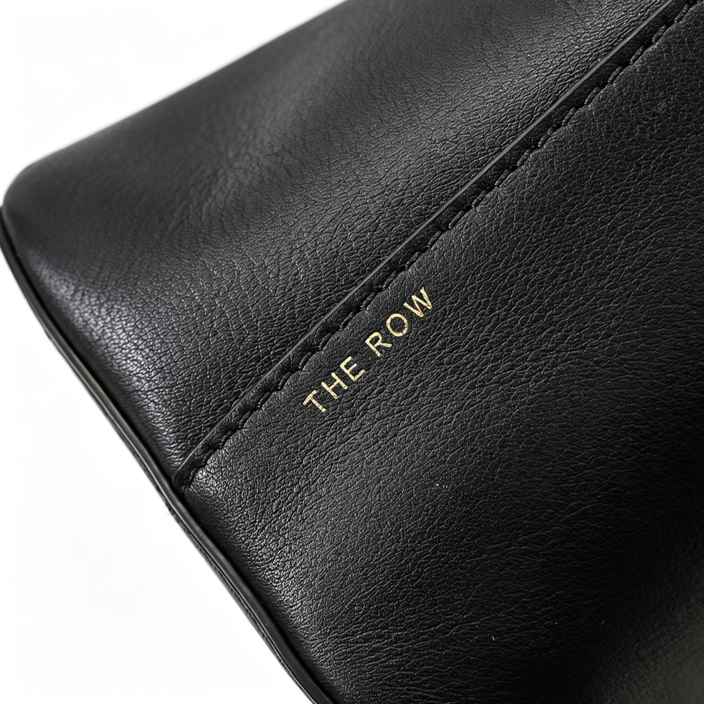 The Row Camden Medium Leather Bag | 32cm Black Smooth Calfskin Shoulder Bag | Minimalist Crossbody Tote
