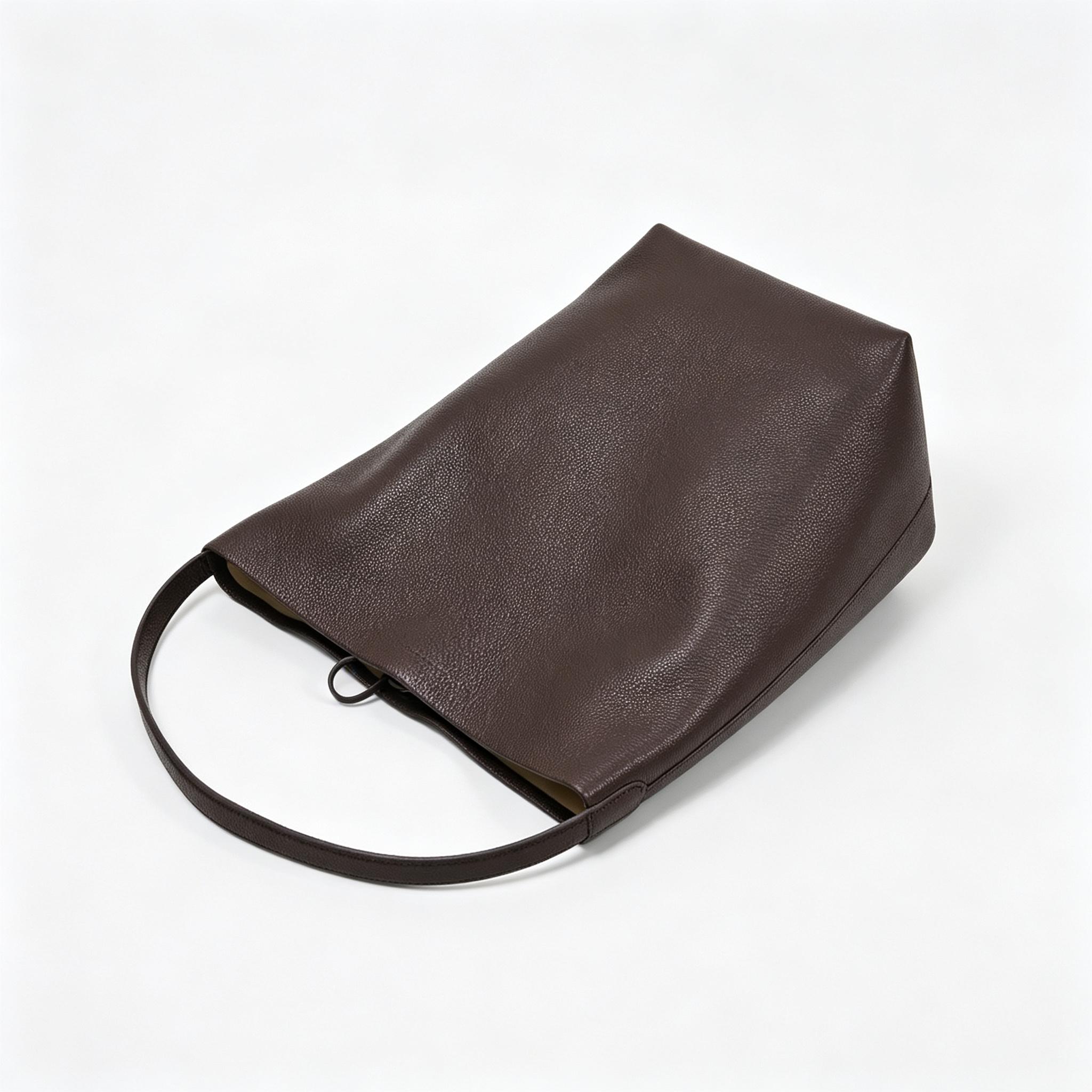 The Row N/S Park Large Tote Bag | 38cm Grained Calfskin Leather Bucket Bag | Espresso/Dark Brown