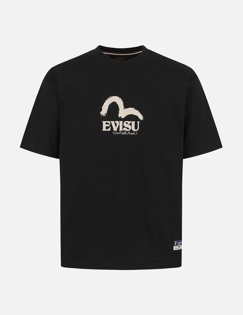 EVISU "Baize Mythical Beast" Big M Print Short-Sleeve T-Shirt