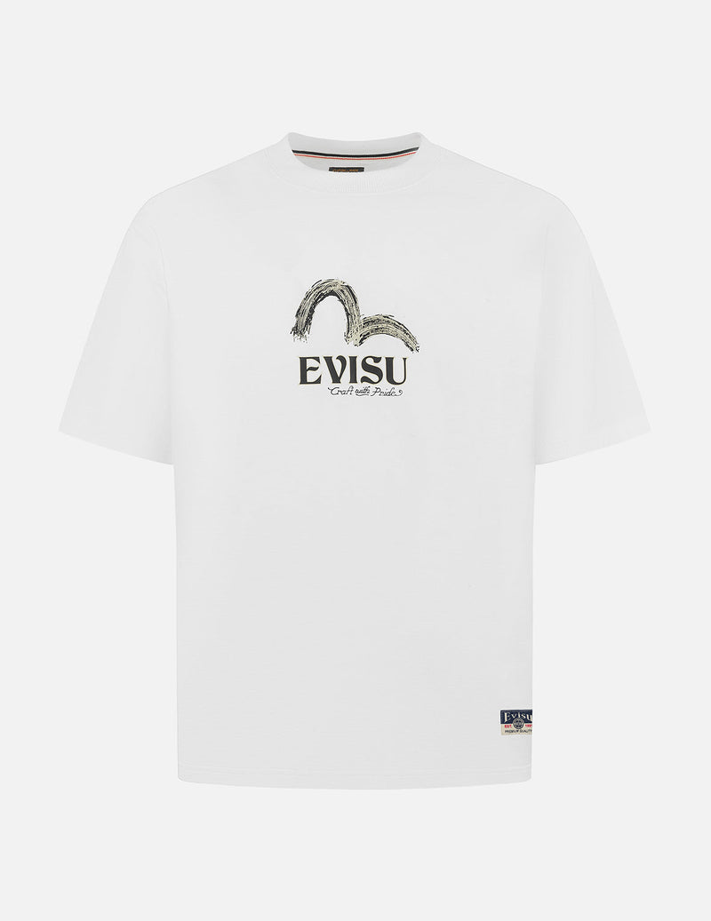 EVISU "Baize Mythical Beast" Big M Print Short-Sleeve T-Shirt