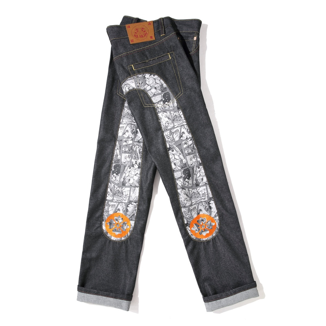 Evisu x Manga U-Shaped Graphic Jeans – Raw Denim Japanese Streetwear
