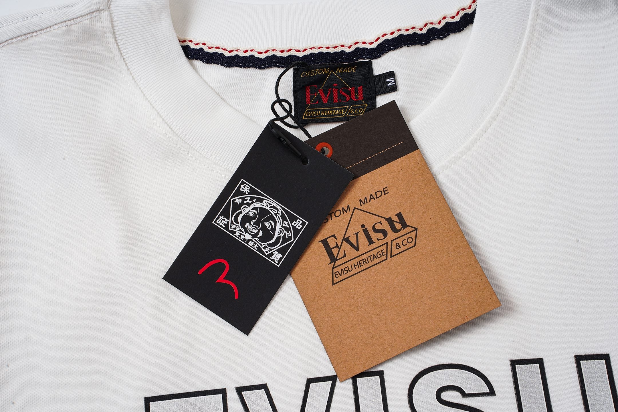 EVISU Black Daruma & Large "M" Print Short-Sleeve T-Shirt