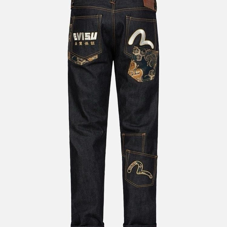 EVISU Multi-Pocket Jeans with Heavyweight Embroidery