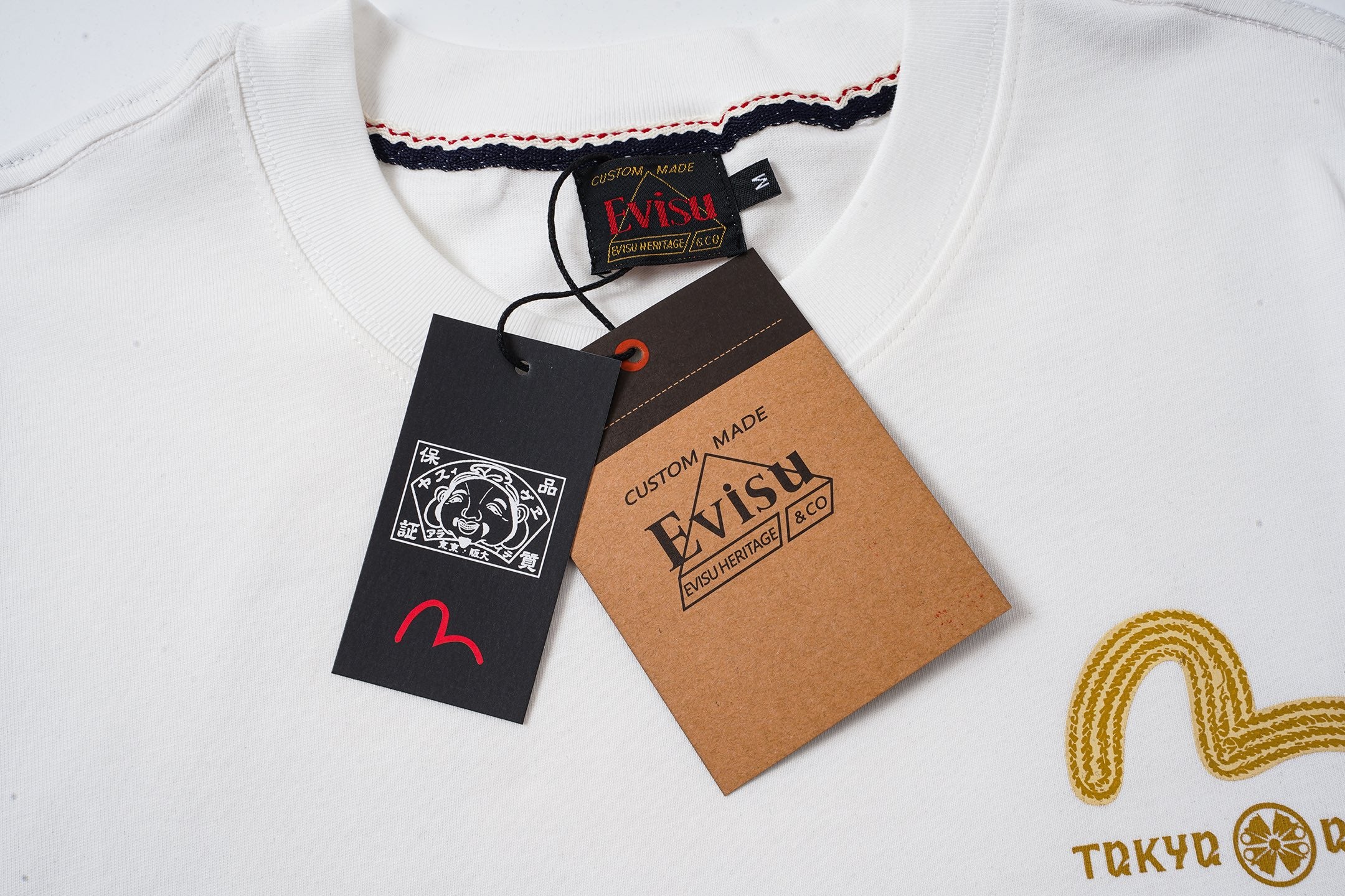 EVISU Black Short-Sleeve T-Shirt with Large "M" Print