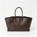 The Row Marlo 12 Leather Tote Bag | 43cm Smooth Calfskin Large Handbag | Dark Brown Structured Commuter Tote