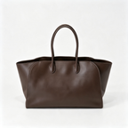 The Row Marlo 12 Leather Tote Bag | 43cm Smooth Calfskin Large Handbag | Dark Brown Structured Commuter Tote
