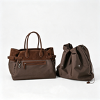 The Row Margaux 17 Inside Out Tote – Nylon & Suede Leather Large Capacity Handbag,