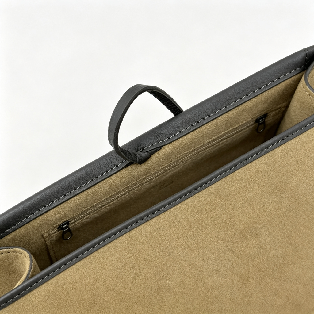 The Row Park Tote Three Large Leather Tote Bag | Elephant Grey Pebbled Leather Handbag with Matching Pouch | Women's Designer Commuter Bag
