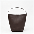 The Row N/S Park Large Tote Bag | 38cm Grained Calfskin Leather Bucket Bag | Espresso/Dark Brown