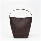 The Row N/S Park Large Tote Bag | 38cm Grained Calfskin Leather Bucket Bag | Espresso/Dark Brown