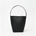 The Row N/S Park Medium Tote Bag | 30cm Pebbled Calfskin Bucket Bag | Black Leather Shoulder Tote