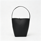The Row N/S Park Medium Tote Bag | 30cm Pebbled Calfskin Bucket Bag | Black Leather Shoulder Tote