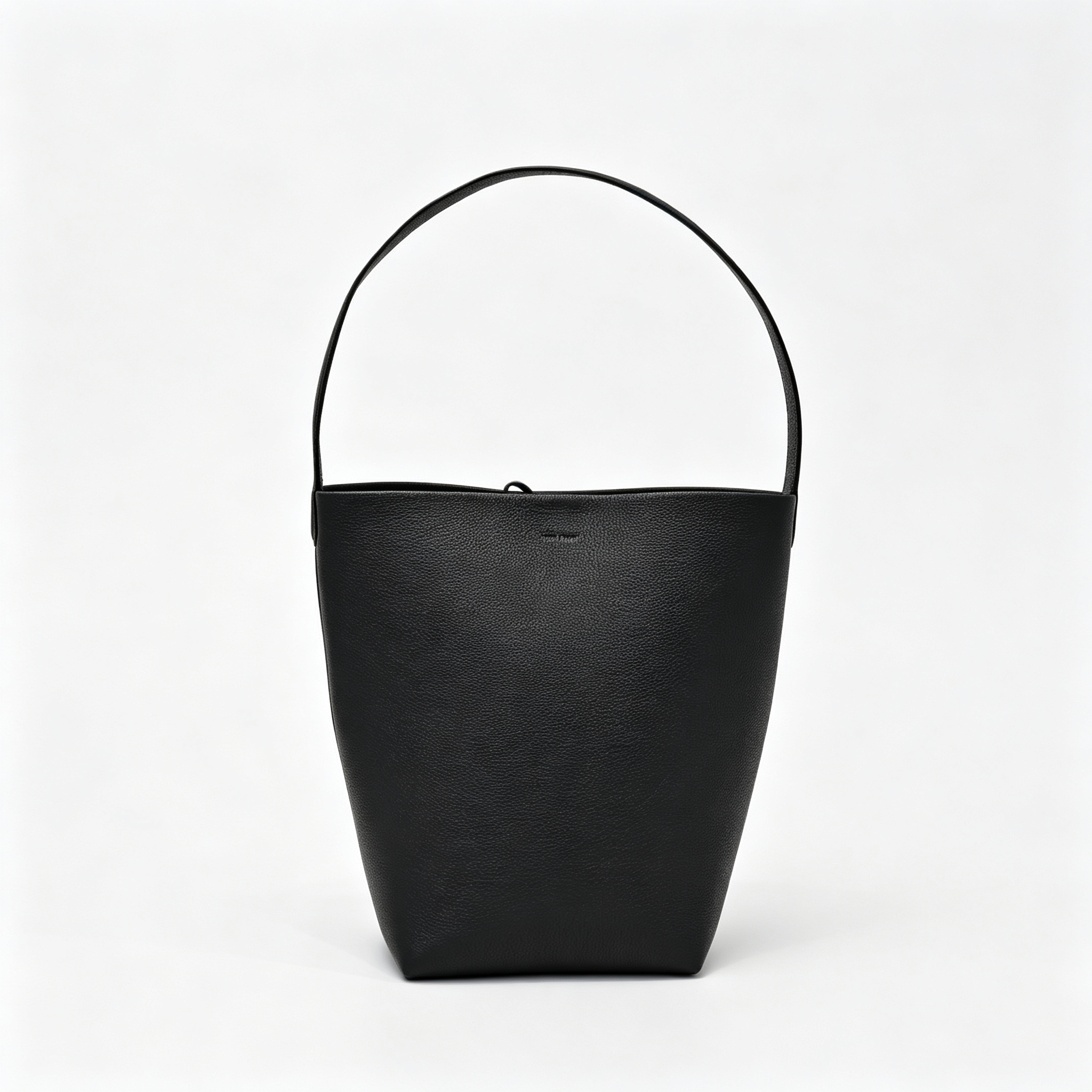 The Row N/S Park Medium Tote Bag | 30cm Pebbled Calfskin Bucket Bag | Black Leather Shoulder Tote