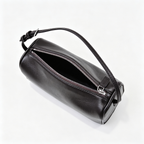 The Row Edith Barrel Bag | Small Grained Calf Leather Cylinder Bag | Black Shoulder Bag