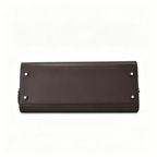 The Row Margaux 15 Smooth Calfskin Handbag | Large Leather Tote with Side Buckles | Black / Dark Chocolate