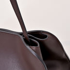 The Row Peggy Clutch Bag | Masoni Bridle Leather Shoulder Bag | Dark Chocolate Detachable Strap Crossbody