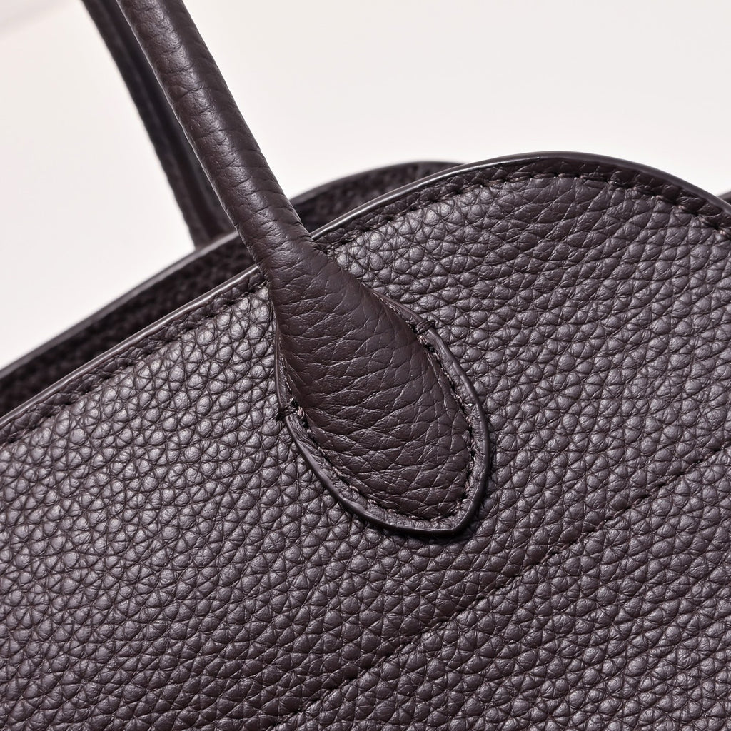 The Row Soft Margaux 12 Leather Tote Bag | Large Capacity Commuter Handbag with Detachable Strap | Women's Designer Shoulder Bag