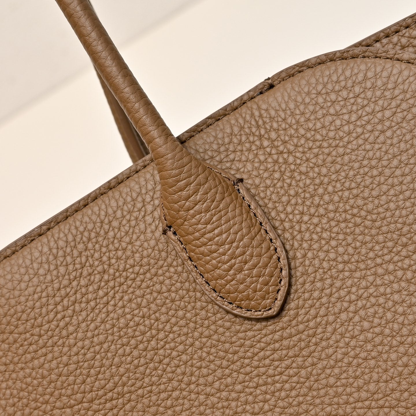 The Row Marlo 14 Premium Textured Leather Tote | Large Capacity Shoulder Bag | Elephant Grey Commuter Bag