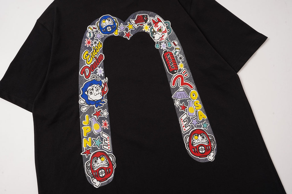 EVISU "Daruma Big M" Print Short-Sleeve T-Shirt