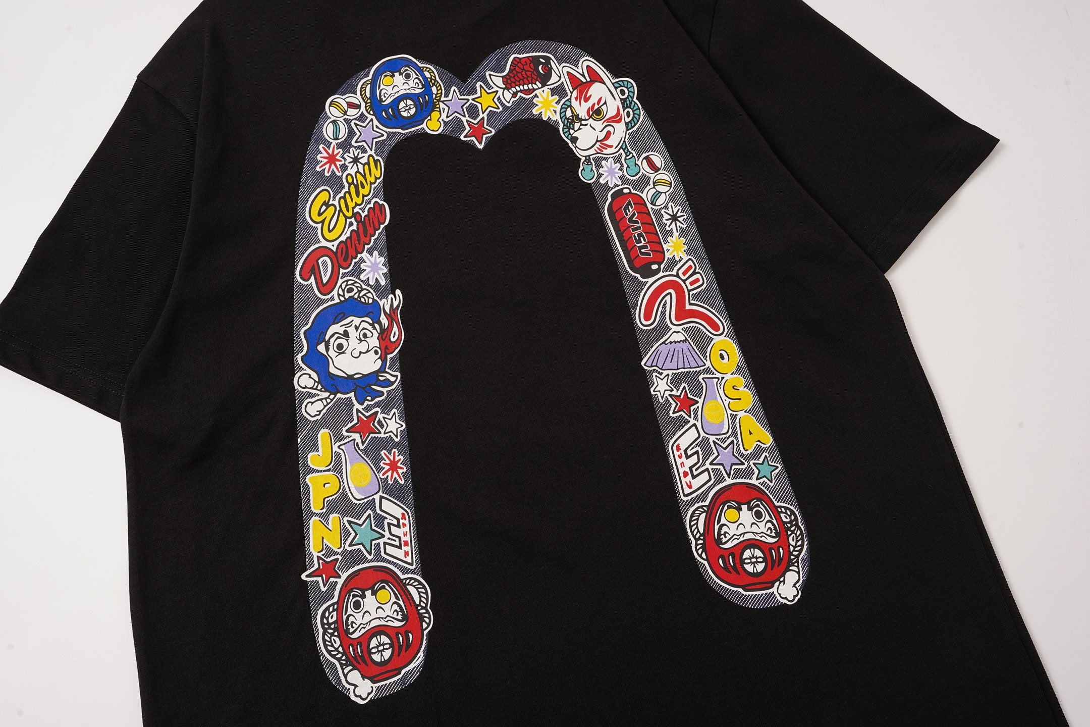 EVISU "Daruma Big M" Print Short-Sleeve T-Shirt