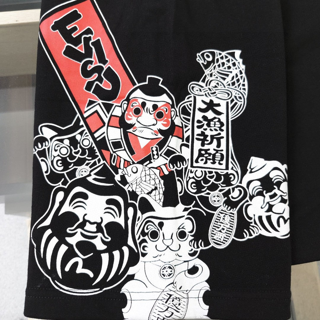 EVISU "Engimono Daruma" Print Sweat Shorts