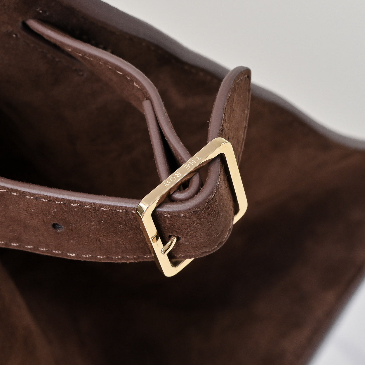 The Row Margaux 17 Large Suede Bag | 38.5cm Suede Leather Top Handle Tote | Dark Chocolate Margaux Handbag