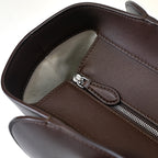 The Row Marlo Leather Tote Bag | 35.5cm Minimalist Top Handle Tote | Dark Brown Structured Handbag