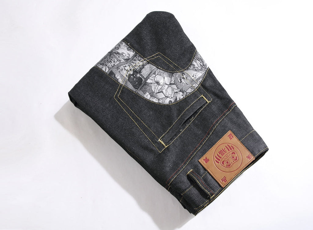 Evisu Men's Manga Comic Print Jeans – Raw Denim Japanese Streetwear