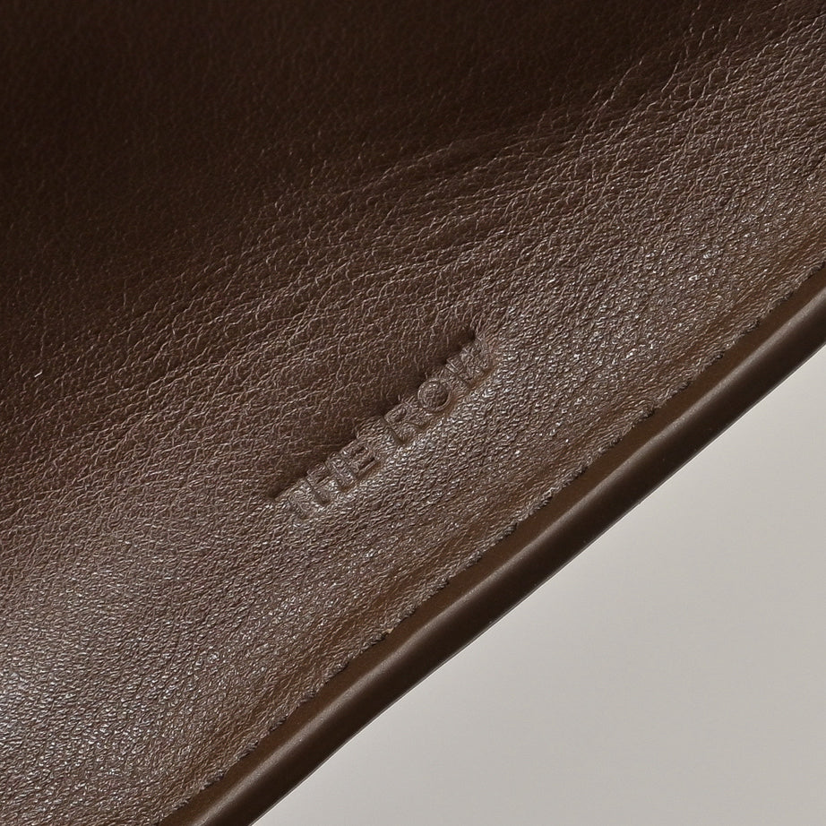 The Row Marlo 12 Leather Tote Bag | 43cm Smooth Calfskin Large Handbag | Dark Brown Structured Commuter Tote