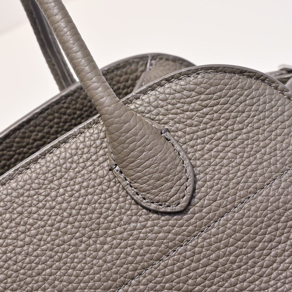 The Row Soft Margaux 12 Leather Tote Bag | Large Capacity Commuter Handbag with Detachable Strap | Women's Designer Shoulder Bag