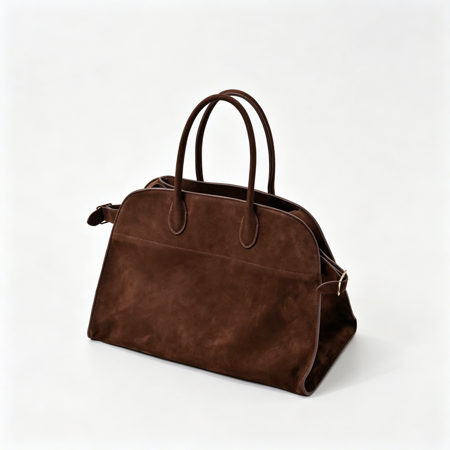 The Row Margaux 17 Large Suede Bag | 38.5cm Suede Leather Top Handle Tote | Dark Chocolate Margaux Handbag