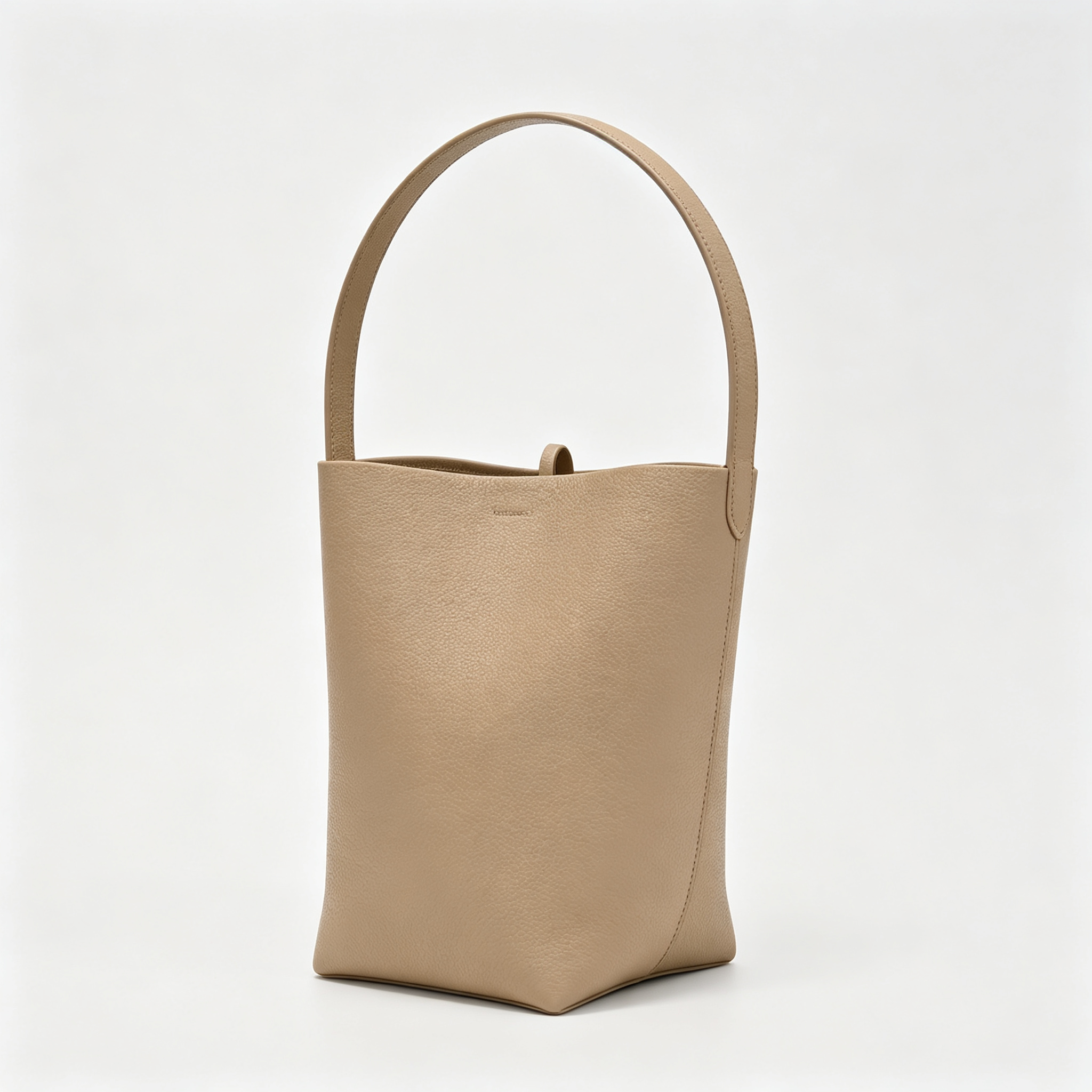 The Row N/S Park Medium Tote Bag | 30cm Grained Calfskin Leather Bucket Bag | Sand/Beige/Oatmeal