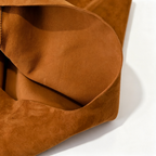 The Row Mini Bindle Suede Shoulder Bag | 29cm Mini Hobo Tote | Caramel Slouchy Handbag