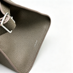 The Row Margaux 10 Mini Grained Leather Bag | 26cm Matte Calfskin Top Handle Tote | Stone Grey Margaux Handbag