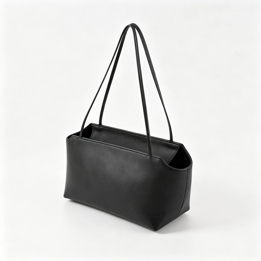 The Row Terrasse To Go Mini Shoulder Bag | 27cm Soft Lambskin Underarm Bag | Black Minimalist Handbag