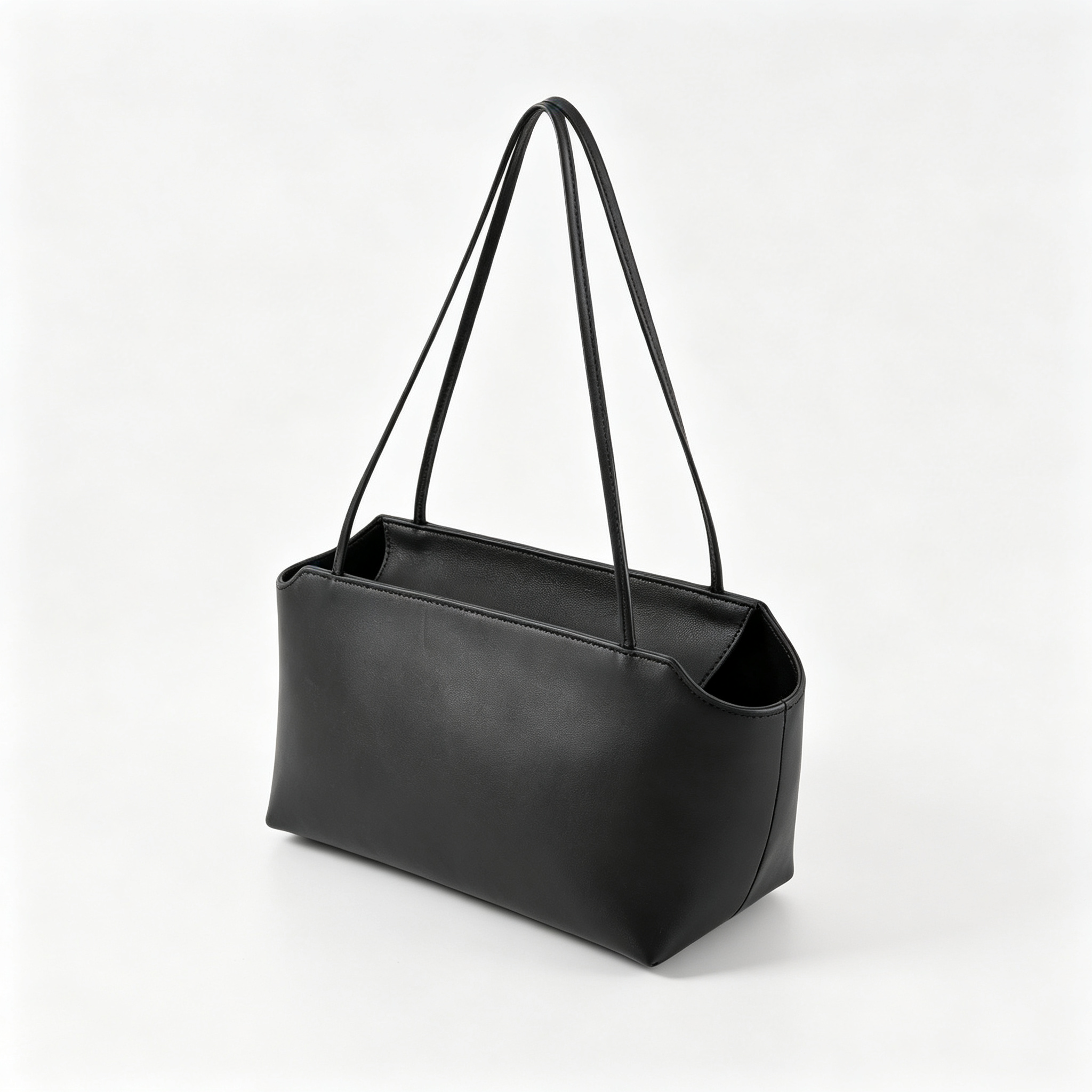 The Row Terrasse To Go Mini Shoulder Bag | 27cm Soft Lambskin Underarm Bag | Black Minimalist Handbag