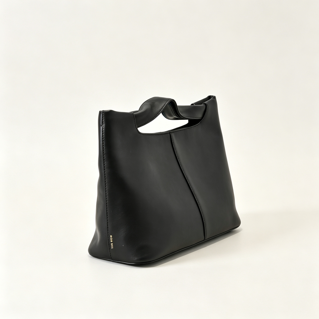 The Row Camden Medium Leather Bag | 32cm Black Smooth Calfskin Shoulder Bag | Minimalist Crossbody Tote