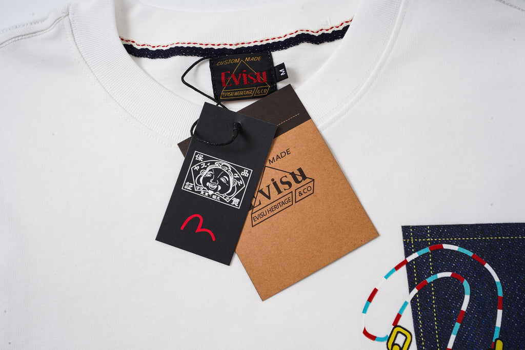 EVISU "Lucky Slot Machine" Themed Short-Sleeve T-Shirt with Large "M" Print